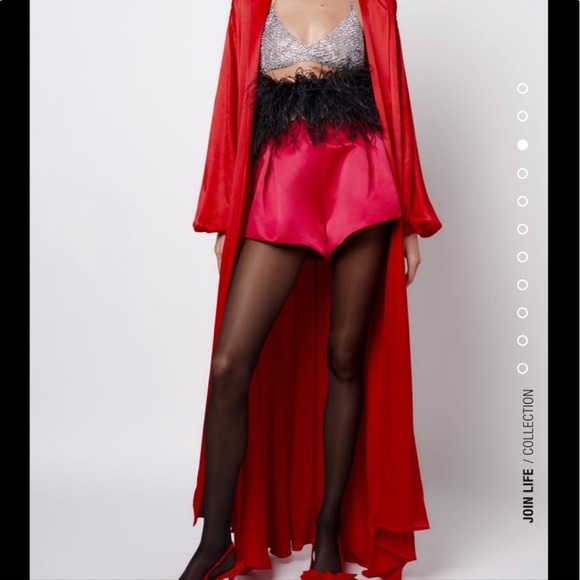 Zara red viscose flowy limited edition Halloween cape dress with black mask - Picture 7 of 16